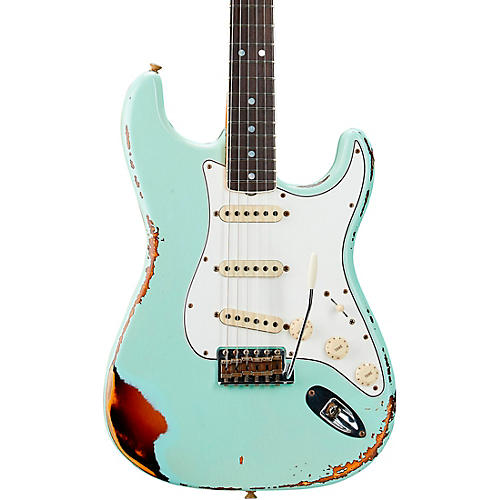 Fender Custom Shop 1967 Stratocaster Limited-Edition Heavy Relic Electric Guitar Aged Surf Green over 3-Color Sunburst