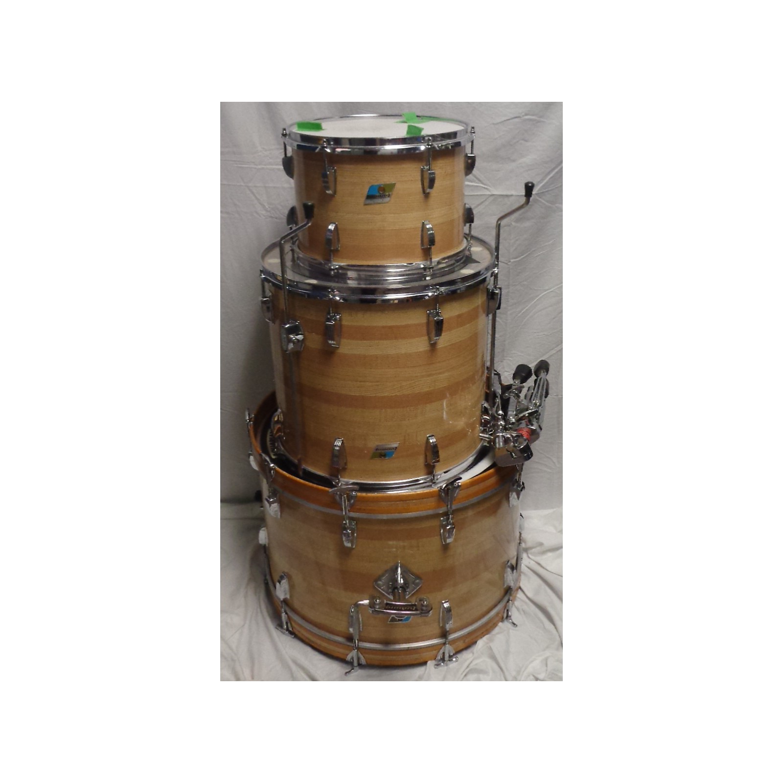 Vintage Ludwig 1970s Butcher Block Drum Kit Antique Natural Musician