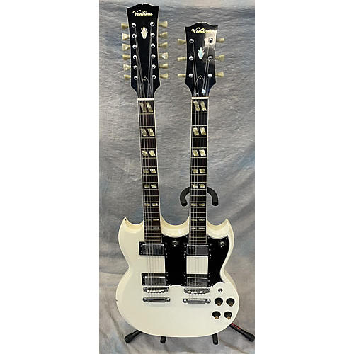 Ventura 1970s Double Neck Solid Body Electric Guitar White
