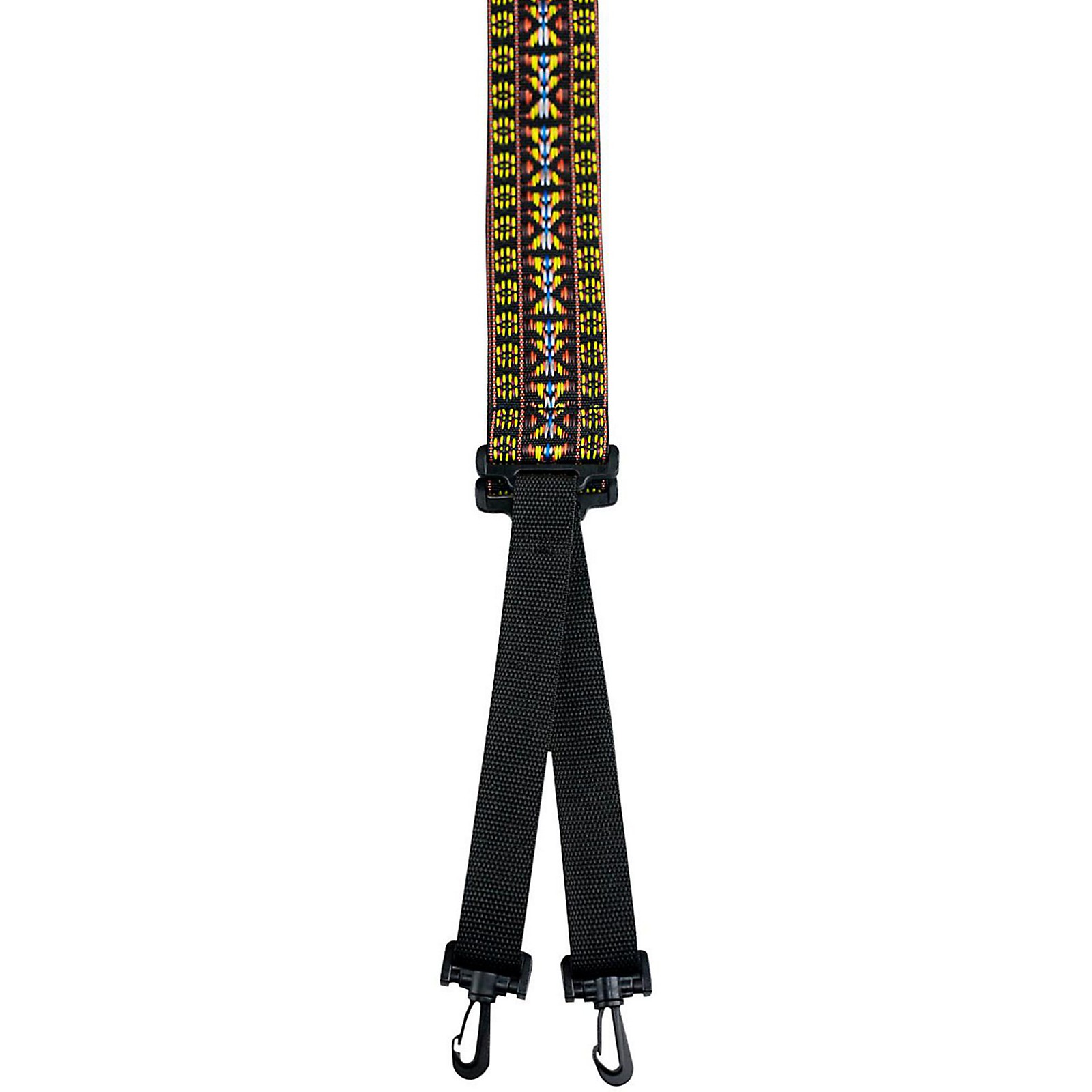 Perri's 2" Hootenanny Woven Banjo strap with Plastic Swivel Hooks Yellow and Brown Musician's