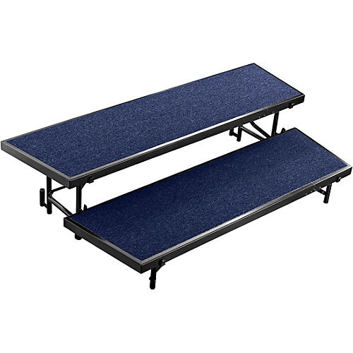 National Public Seating 2 Level Tapered Standing Choral Riser Blue Carpet