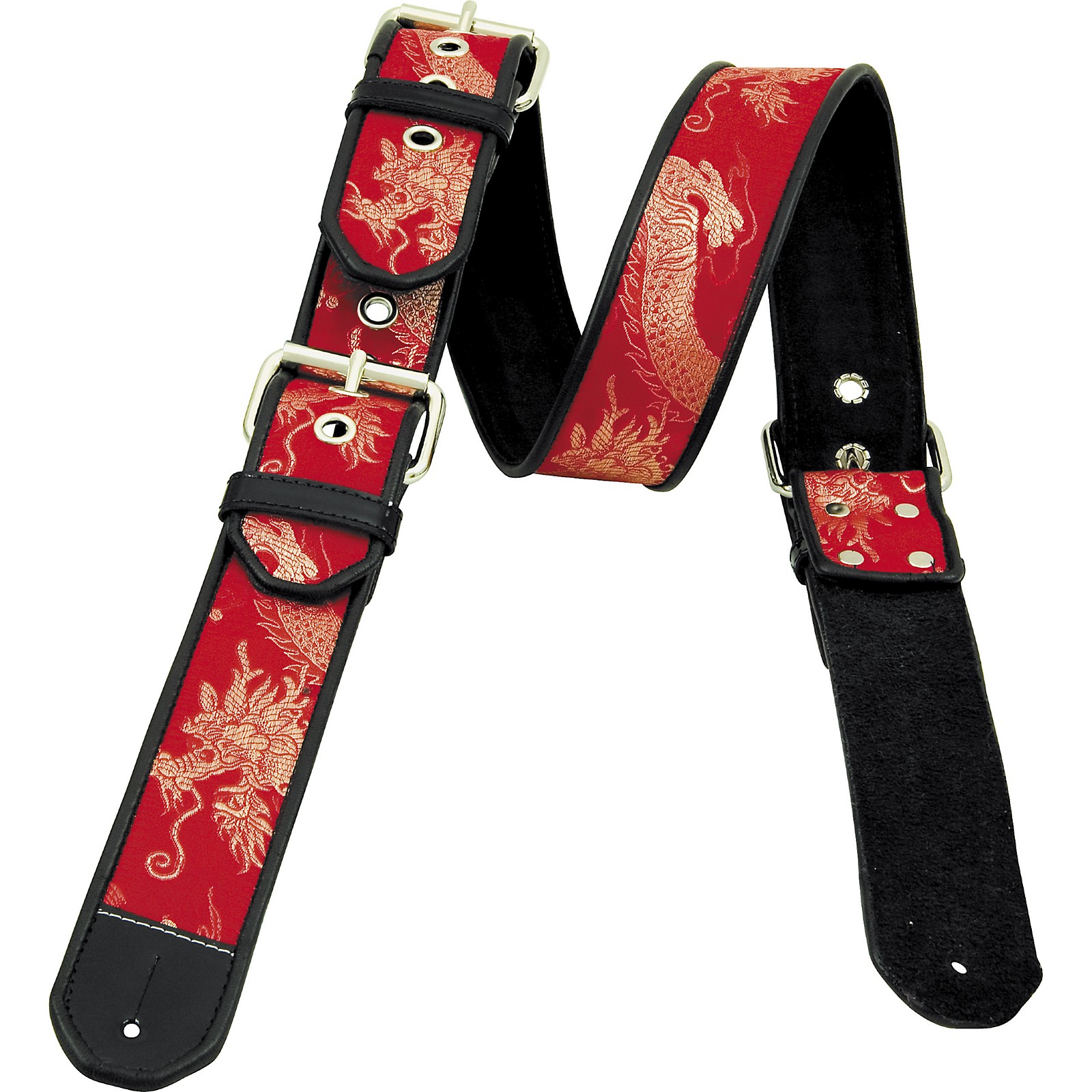 Jodi Head 2" New Year Dragon Guitar Strap Silk Brocade with Multi