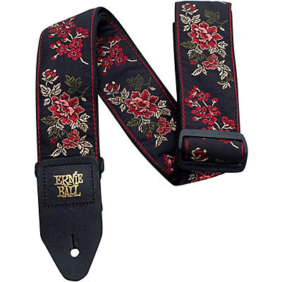 Ernie Ball 2" Polypro Guitar Strap - Red Rose Jacquard