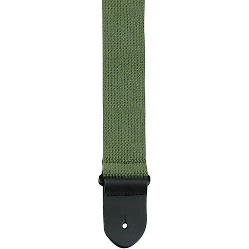 Perri's 2 in. Cotton Guitar Strap with Leather Ends Army Green