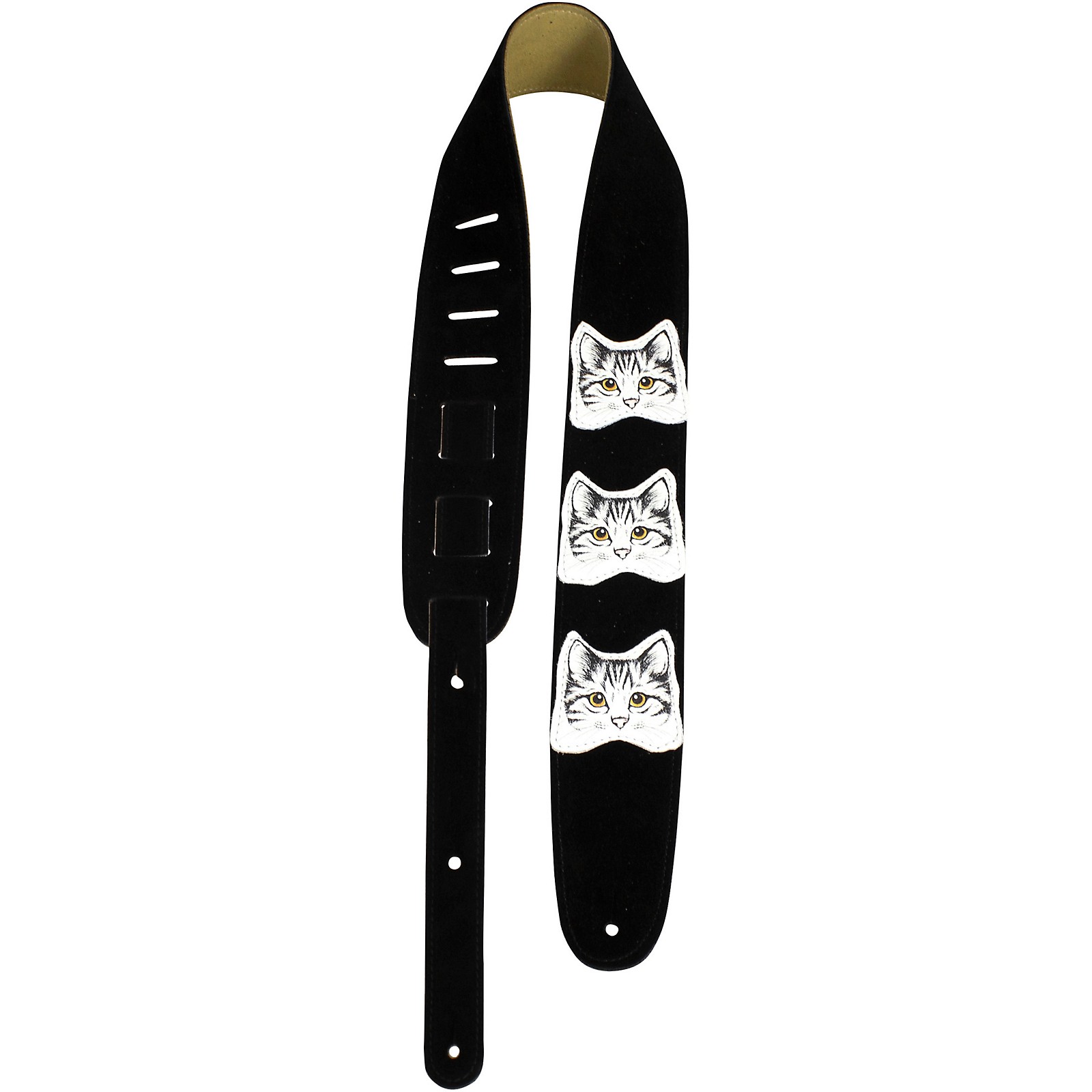 Perri's 2.5" Black Suede Guitar Strap Cats Cats 41 to 56 in. Musician's Friend