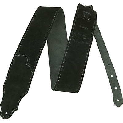 Franklin Strap 2.5" Black Suede Guitar Strap with Silver Stitching