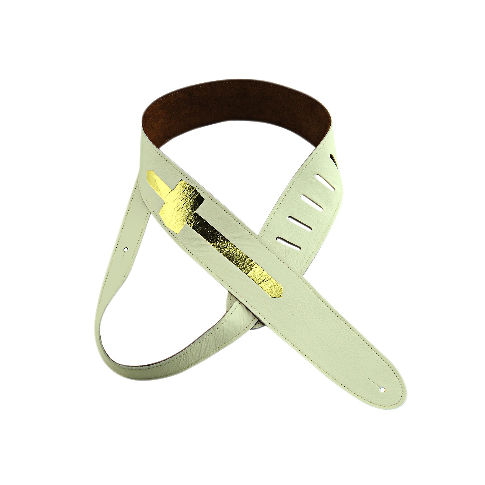 Perri's 2.5" Deluxe Embossed White Leather Guitar Strap Musician's Friend