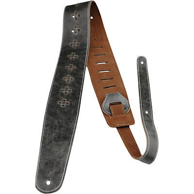 Perri's 2.5" Distressed Leather Guitar Strap with Perforated Vents and Soft Leather Back