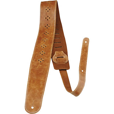 Perri's 2.5" Distressed Leather Guitar Strap with Perforated Vents and Soft Leather Back