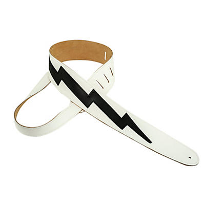 Perri's 2.5" Italian Leather Guitar Strap With Lightning Bolt