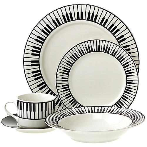 20-Piece Dinnerware Set with Keyboard Design