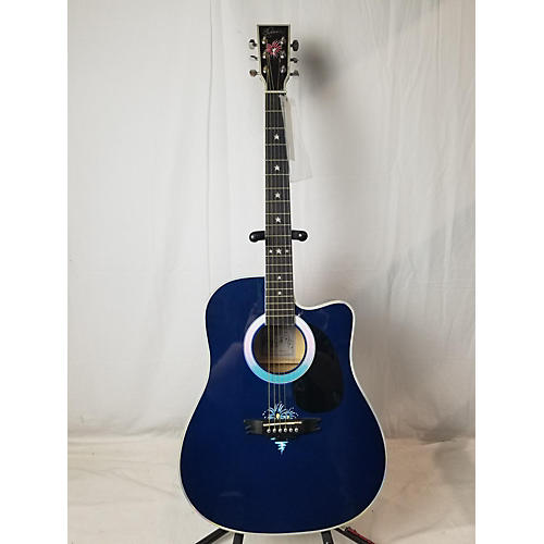 Esteban 2007 American Legacy Fireworks Cutaway Acoustic Guitar Navy w/ Multicolor Firework Decal