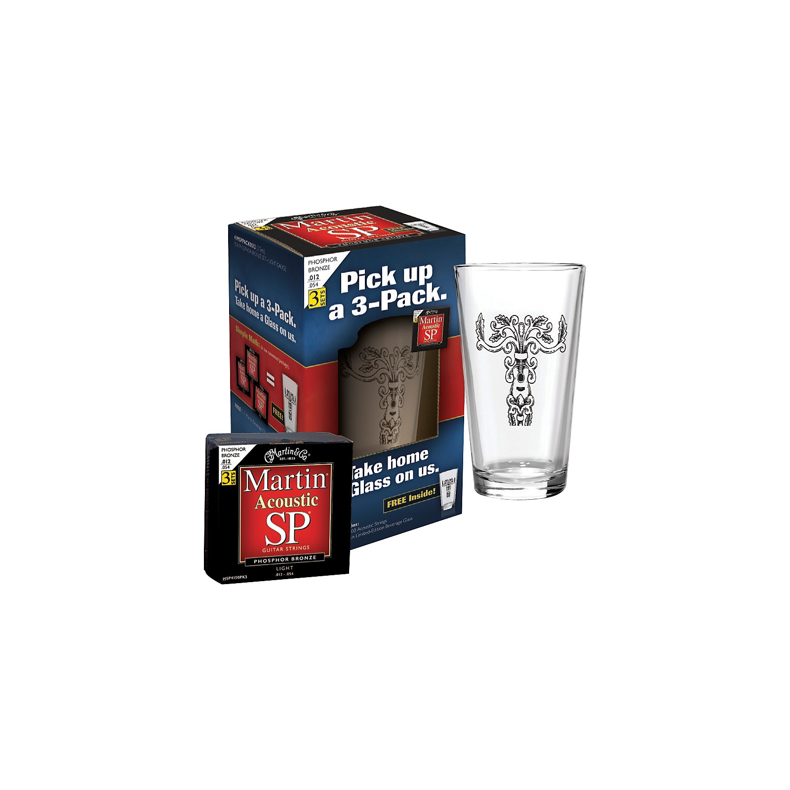 Martin 2010 LightGauge Acoustic Strings SP 3Pack with a Free Pint