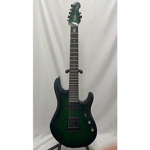 Sterling by Music Man 2010s John Petrucci JP157 7 String Solid Body Electric Guitar Emerald Green