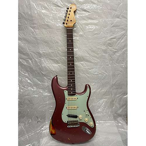 Fender 2014 Imperial Arc Relic 1960 Strat Paul Waller Master Build Solid Body Electric Guitar Burgundy Mist Over Sunburst