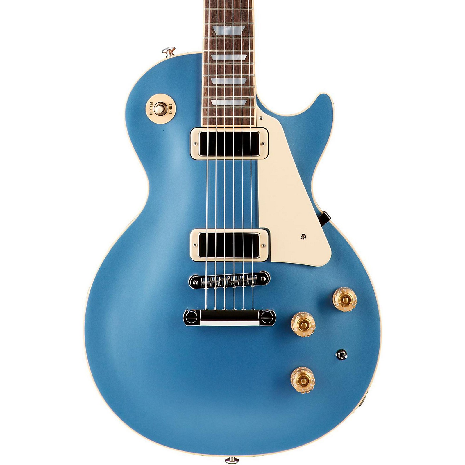 Gibson 2015 Les Paul Deluxe Metallic Electric Guitar Pelham Blue Top