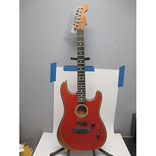 Fender 2020s American Acoustasonic Telecaster Acoustic Electric Guitar Crimson Red Trans