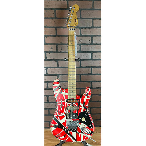 EVH 2020s Striped Series Frankie Solid Body Electric Guitar Red with Black and White Stripes