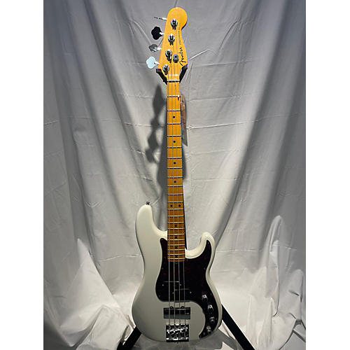 Fender 2021 American Ultra Precision Bass Electric Bass Guitar Arctic Pearl