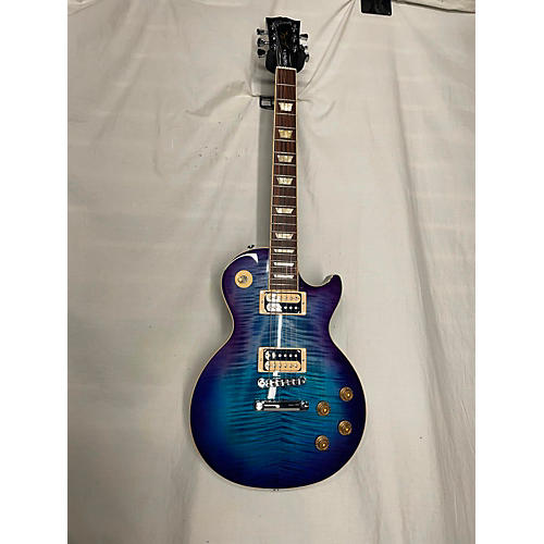 Gibson 2021 Les Paul Traditional Pro V Flame Top Solid Body Electric Guitar blueberry