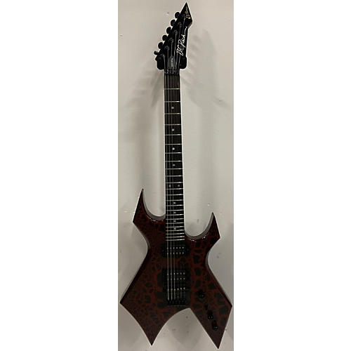 B.C. Rich 2022 STRANGER THINGS WARLOCK Solid Body Electric Guitar RED AND BLACK SPARKLE