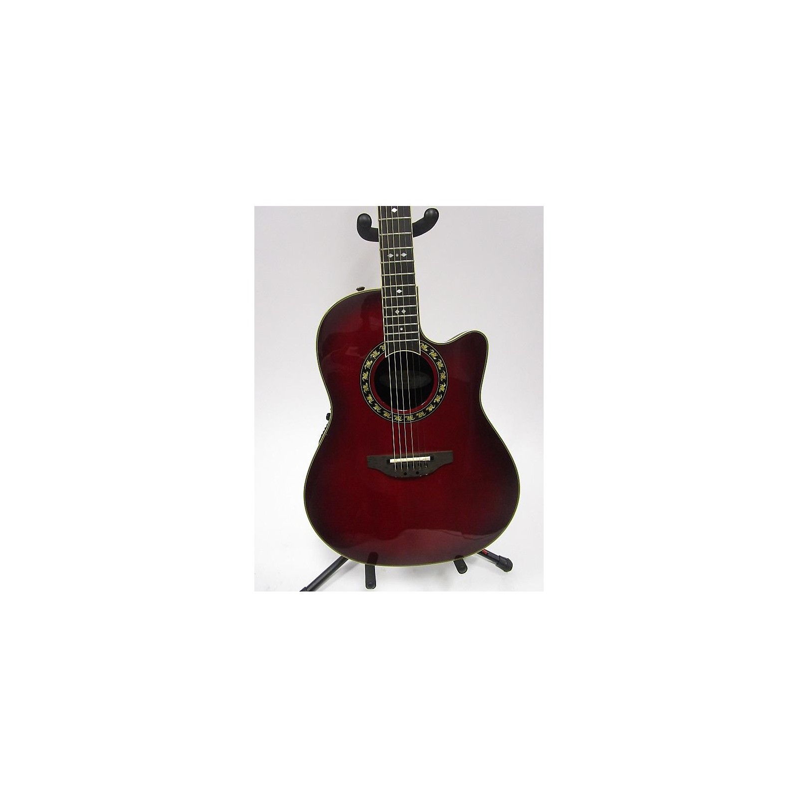 Used Ovation 2077AX Acoustic Electric Guitar Candy Apple Red Musician