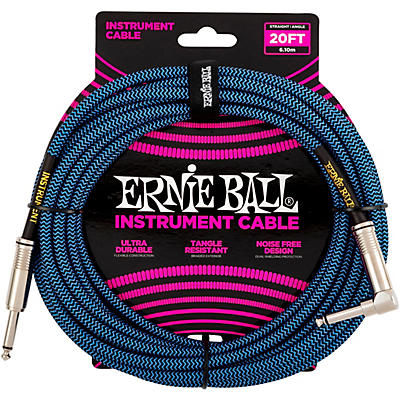 Ernie Ball 20ft Braided Straight Angle Instrument Cable