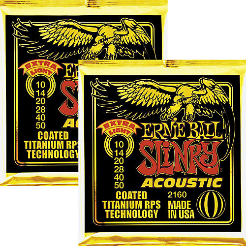 2160 Coated Slinky Acoustic Strings Extra Light 2 Pack