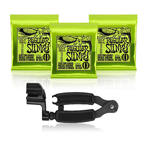 2221 Slinky Electric Guitar Strings 3-Pack with Pro-Winder String Cutter/Winder