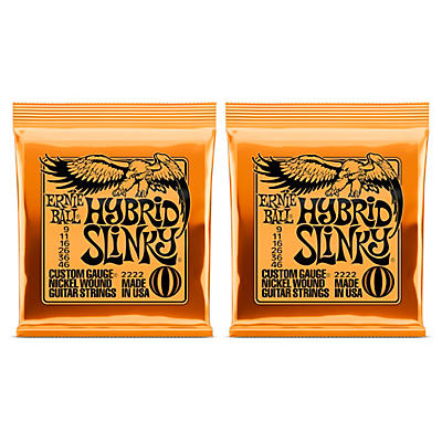 Ernie Ball 2222 Hybrid Slinky Nickel Wound Electric Guitar Strings 2-Pack - (9-46)