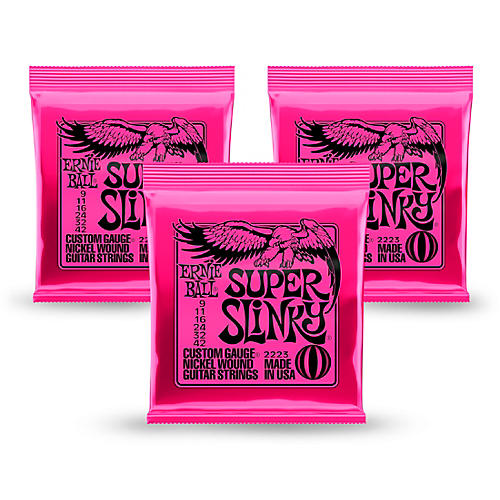 2223 Nickel Super Slinky Pink Electric Guitar Strings 3 Pack