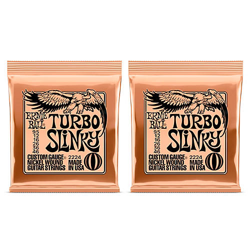 Ernie Ball 2224 Turbo Slinky Nickel Wound Electric Guitar Strings 2-Pack