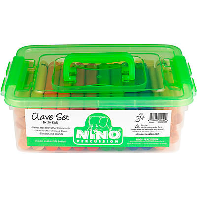 Nino 24-Pair Multicolored Clave Set With Plastic Storage Container