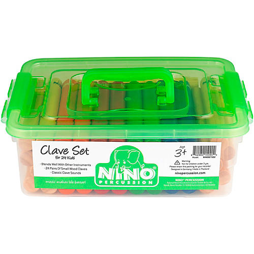 Nino 24-Pair Multicolored Clave Set With Plastic Storage Container