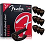 Fender 250L Super Electric Guitar Strings 3-Pack Smart Capo and 12-Pack Tortoiseshell Picks Package