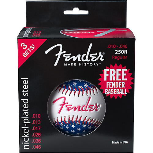250R Electric Guitar Strings 3-Pack with Free Baseball