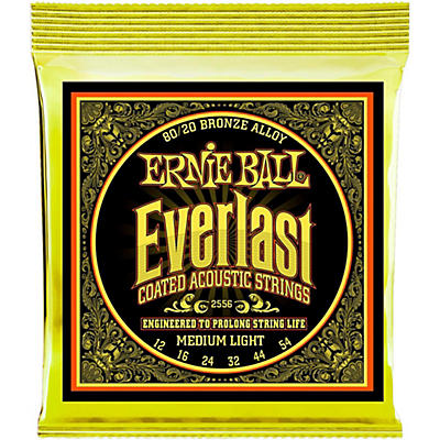 Ernie Ball 2556 Everlast 80/20 Bronze Acoustic Guitar Strings - Medium Light (12-54)