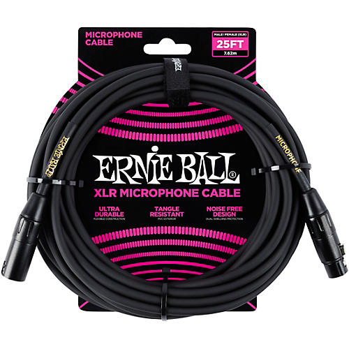 Ernie Ball 25ft XLR Microphone Cable Black 25 ft. Black