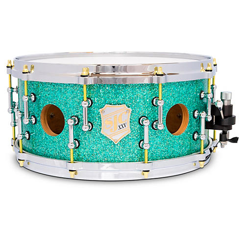 SJC Drums 25th Anniversary USA Custom Maple Snare Drum - 14 x 6.5 in. Turquoise Glitter
