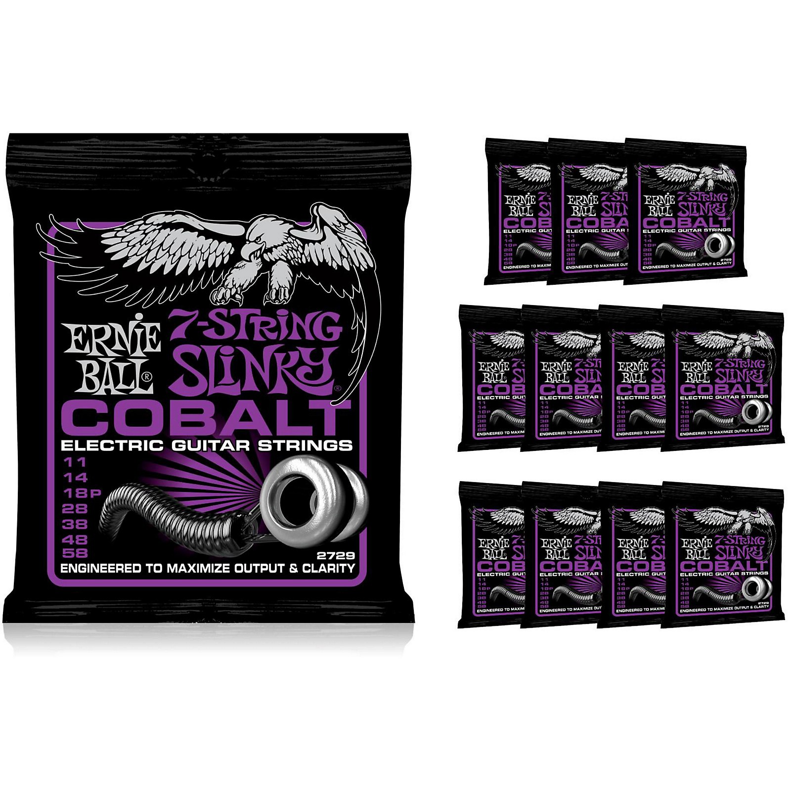 Ernie Ball 2729 Cobalt 7String Power Slinky Electric Guitar Strings