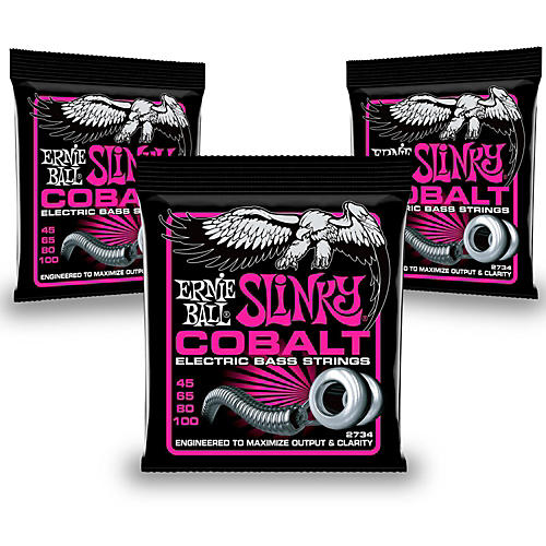 Ernie Ball 2734 Cobalt Super Slinky Electric Bass Strings 3-Pack