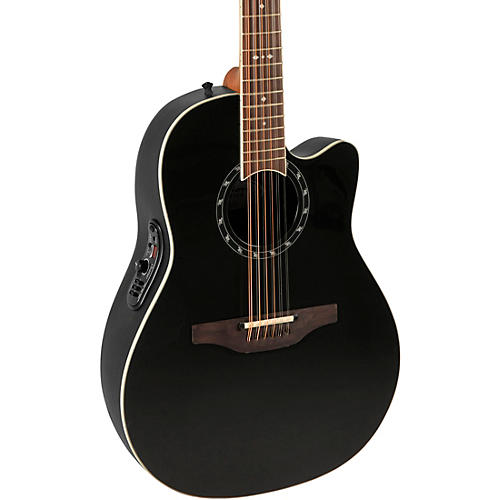 Ovation 2751AX-5-G Pro Series Standard Balladeer Deep Contour 12-String Acoustic-Electric Guitar Black