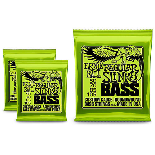 Ernie Ball 2832 Regular Slinky Round Wound Bass Strings 3 Pack