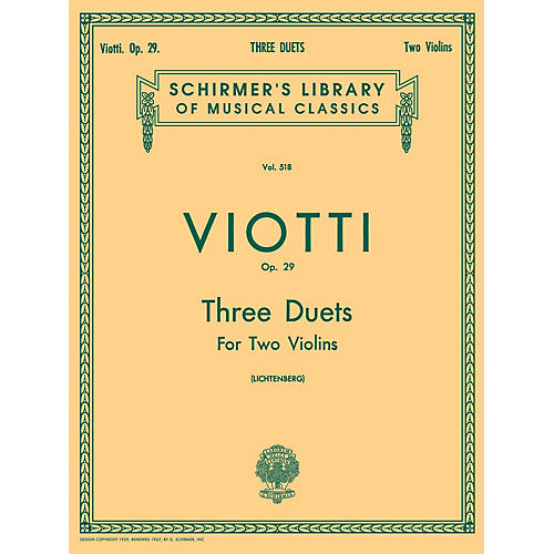 G. Schirmer 3 Duets, Op. 29 (Score and Parts) String Ensemble Series Composed by Giovan Battista Viotti