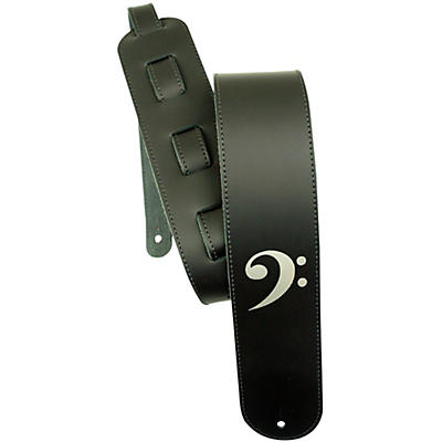 LM Products 3" Leather Bass Clef Embossed Bass Guitar Strap