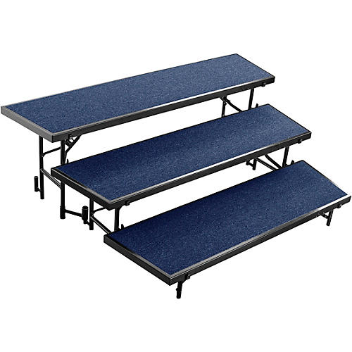 National Public Seating 3 Level Tapered Standing Choral Riser Blue Carpet