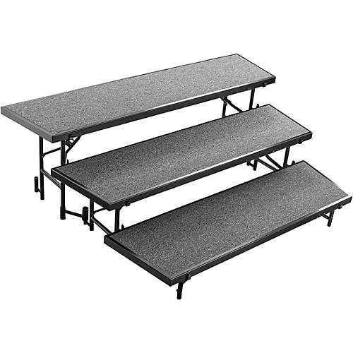 National Public Seating 3 Level Tapered Standing Choral Riser Grey Carpet