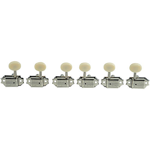 Kluson 3 On A Plate Deluxe Series Oval Plastic Double Line Logo Tuning Machines Nickel