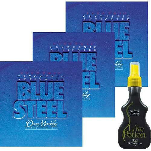 3-Pack 2556 Blue Steel Electric Guitar Strings with Free Love Potion