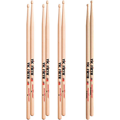 Vic Firth 3-Pair 5A Sticks With Free Pair 5A Barrel Wood Tip